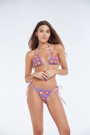 Juicy Couture Adriana Purple Flowers Crochet Bottom Lilla | JC-SN651862