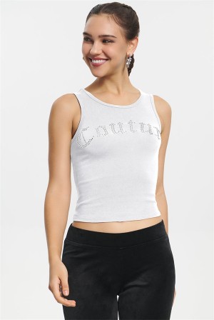 Juicy Couture Big Bling Couture Tank Top Hvite | JC-SN651644