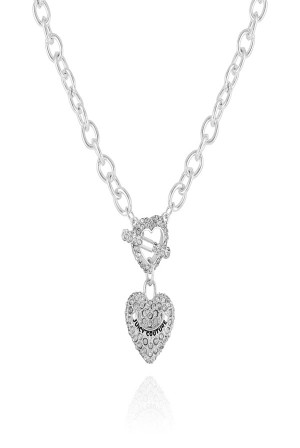 Juicy Couture Bling Heart Pendant Charm Necklace Sølv | JC-SN651901