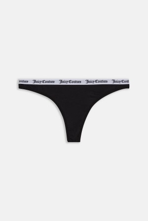 Juicy Couture Bomull Branded Thong Svarte | JC-SN652256