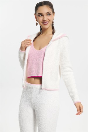 Juicy Couture Boucle Genser Hoodie Hvite | JC-SN651578