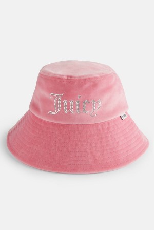 Juicy Couture Brede Brim Velour Bucket Hat Rosa | JC-SN652339