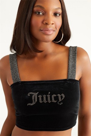 Juicy Couture Brede Straps Velour Tank Svarte | JC-SN651624