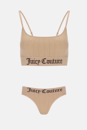 Juicy Couture Camel Ribbet Underwear Set Beige | JC-SN652242