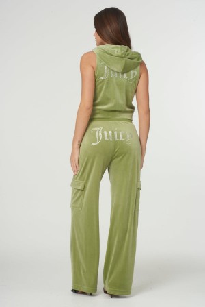 Juicy Couture Cargo Velour Diamante Trouser Grønn | JC-SN651987