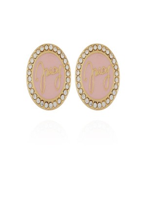 Juicy Couture Circle Rhinestone Stud Earrings Rosa | JC-SN651900