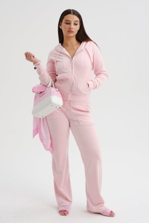 Juicy Couture Classic Velour Del Ray Pocketed Bottoms Rosa | JC-SN651960