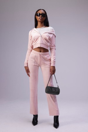 Juicy Couture Classic Velour Del Ray Pocketed Bottoms Rosa | JC-SN652129