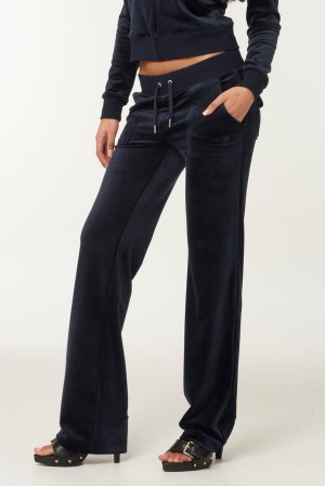 Juicy Couture Classic Velour Del Ray Pocketed Bottoms Blå | JC-SN652131