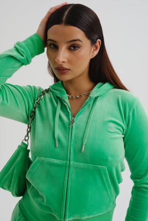 Juicy Couture Classic Velour Robertson Hoodie Grønn | JC-SN652005