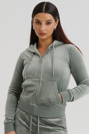 Juicy Couture Classic Velour Robertson Hoodie Grønn | JC-SN652022