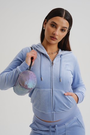 Juicy Couture Classic Velour Robertson Hoodie Blå | JC-SN652031