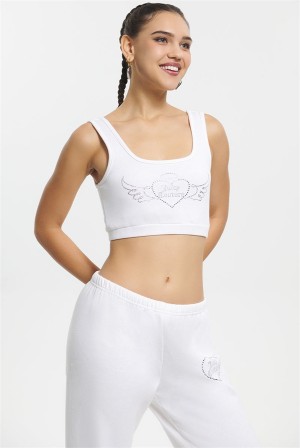 Juicy Couture Cropped Sweetheart Tank Hvite | JC-SN651632