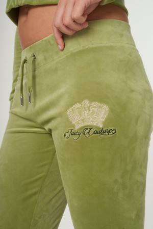 Juicy Couture Crown Embroide Velour Trackpants Grønn | JC-SN651968