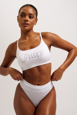 Juicy Couture Diamante High Leg Brief And Bralette Set Hvite | JC-SN652253