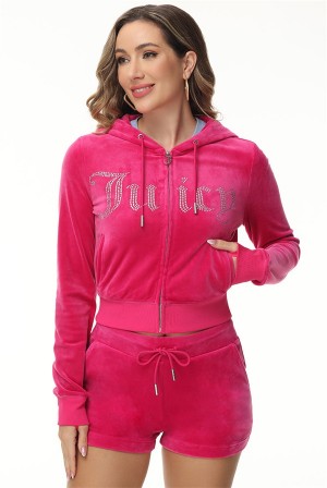 Juicy Couture Front Bling Hoodie Rosa | JC-SN651585