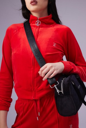 Juicy Couture Goji Berry Velour Diamante Tracktop Rød | JC-SN652057