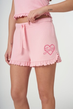 Juicy Couture Heart Frilled Sleep Shorts Rosa | JC-SN652268