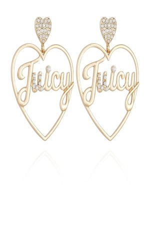 Juicy Couture Heart Logo Hoop Earrings Gull | JC-SN651897