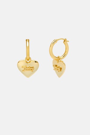 Juicy Couture Hoop Earrings With Heart Drop Gull | JC-SN652347