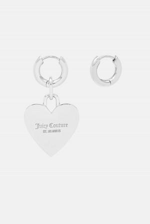 Juicy Couture Hoop Earrings With Single Heart Drop Sølv | JC-SN652375