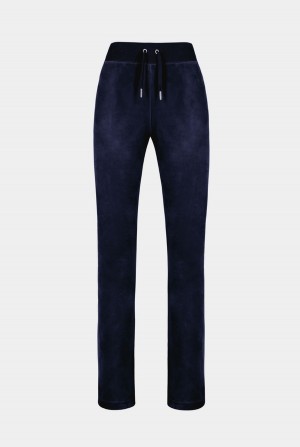 Juicy Couture Low Rise Flare Classic Velour Track Pant Marineblå | JC-SN652054