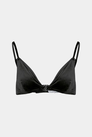 Juicy Couture Metal Charm Velvet Bra Svarte | JC-SN652227