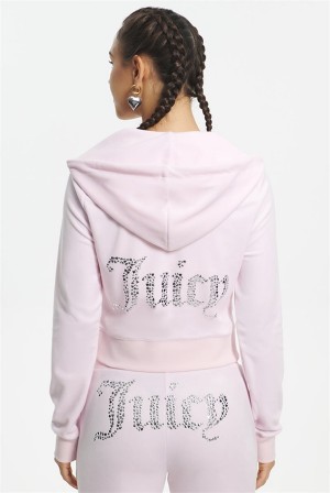 Juicy Couture Mixed Jewels Velour Hoodie Lyse Rosa | JC-SN651582