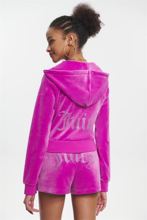 Juicy Couture Og Big Bling Velour Hoodie Lilla | JC-SN651575