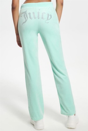 Juicy Couture Og Big Bling Velour Track Pants Mint | JC-SN651601