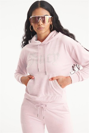 Juicy Couture Oversized Big Bling Velour Hoodie Lyse Rosa | JC-SN651545