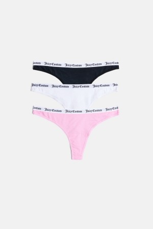 Juicy Couture Pack Of 3 Bomull Branded Waistband Thongs Multicolor | JC-SN652267