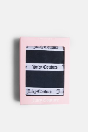 Juicy Couture Pack Of 3 Bomull Thongs Svarte | JC-SN652260