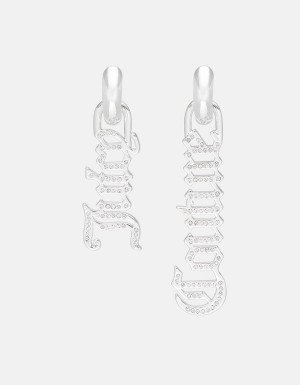 Juicy Couture Pavè Crystal Juicy Couture Drop Earrings Sølv | JC-SN652351