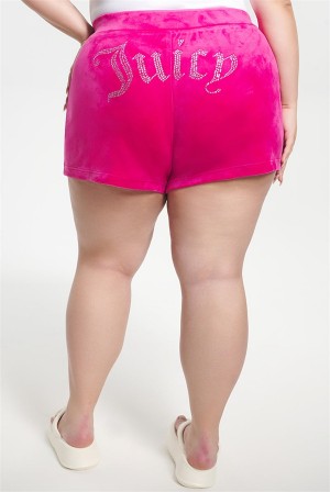 Juicy Couture Plus-size Big Bling Velour Shorts Rosa | JC-SN651597