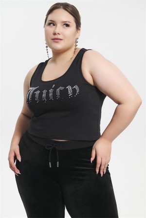 Juicy Couture Plus-size Ombre Bling Tank Top Svarte | JC-SN651626