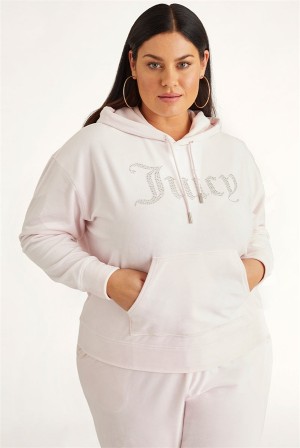 Juicy Couture Plus-size Oversized Bling Big Velour Hoodie Lyse Rosa | JC-SN651543