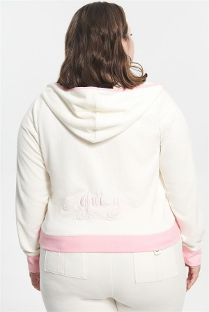 Juicy Couture Plus-size Sweetheart Bomull Velour Hoodie Hvite | JC-SN651579