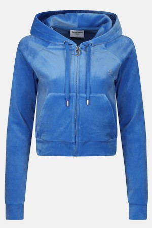 Juicy Couture Regatta Diamante Velour Hoodie Blå | JC-SN652125