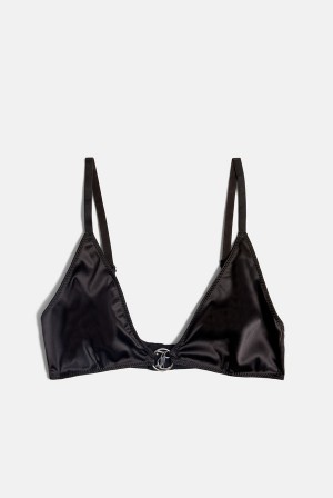 Juicy Couture Satin Charm Triangle Bra Svarte | JC-SN652251