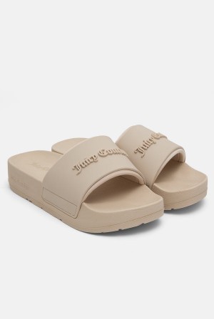 Juicy Couture Stacked Embossed Sliders Brune | JC-SN652204