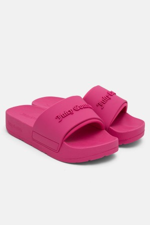 Juicy Couture Stacked Embossed Sliders Rosa | JC-SN652203