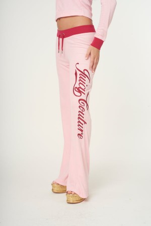 Juicy Couture Towelling Retro Logo Low Rise Flare Pants Rosa | JC-SN651949