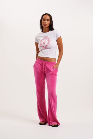 Juicy Couture Ultra Low Rise Bamboo Velour Heritage Pocketed Bottoms Rosa | JC-SN652155