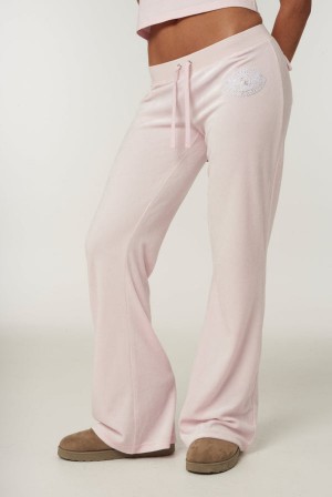 Juicy Couture Ultra Low Rise Bamboo Velour Heritage Dog Crest Pocketed Bottoms Rosa | JC-SN652169