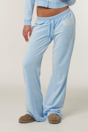 Juicy Couture Ultra Low Rise Bamboo Velour Heritage Dog Crest Pocketed Bottoms Blå | JC-SN652171