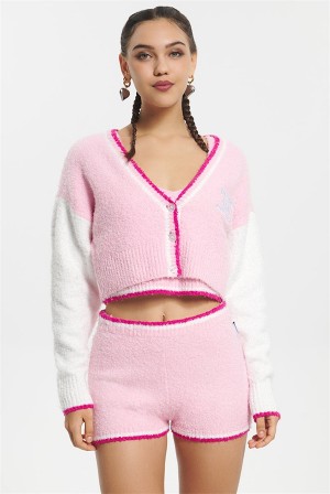 Juicy Couture Varsity Knit Cardigan Rosa | JC-SN651697