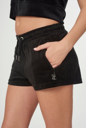 Juicy Couture Velour Diamante Track Shorts Svarte | JC-SN652002