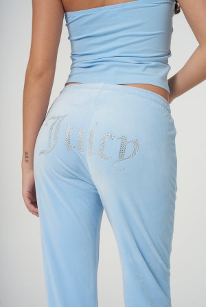 Juicy Couture Velour Diamante Tracksuit Bottom Blå | JC-SN651973