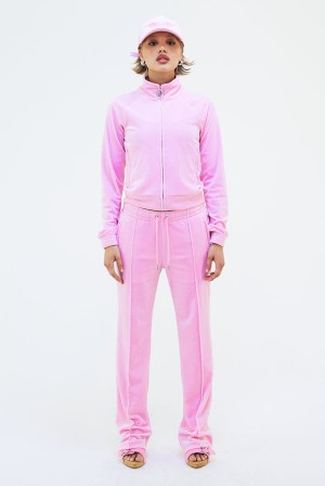 Juicy Couture Velour Diamante Tracksuit Bottom Rosa | JC-SN652106